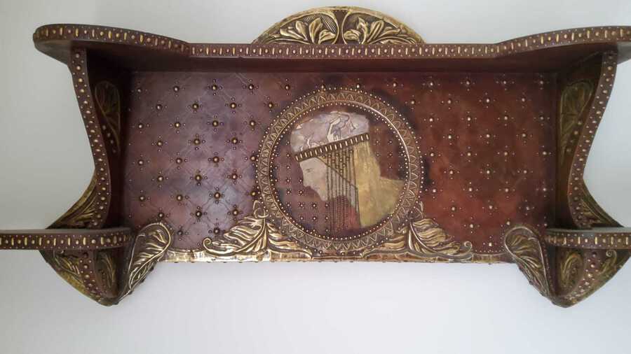 Antique Art Nouveau Shelf 1900,Basma Antique wooden bronze mounted shelf
