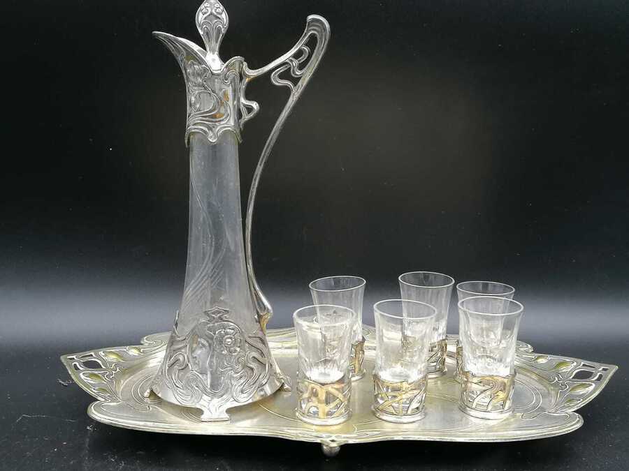 Art Nouveau WMF SET, Liqueur Glass set,Service