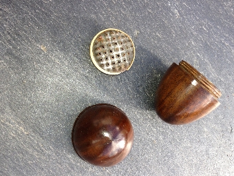 Antique A early 19th century treen pocket nutmeg grater in the shape of an egg
