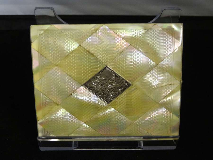 Antique Antique Victorian Mother-Of-Pearl & Silver Purse Type Card Case, Circa 19th Century