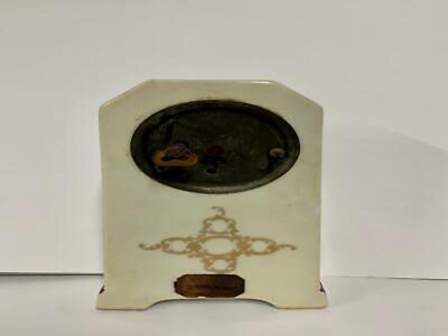 Antique Painted And Glazed Ceramic Pottery With Clock, Unsigned, German Made,Circa 1930s