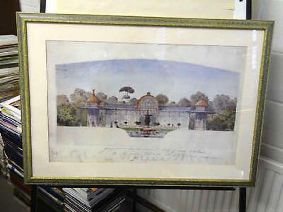 Coloured Print Of An Ornamental Building, Pavilion Proposal, Circa 20th Century