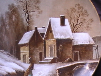Antique Montereau Charger signed E. Furlaud circa 1878 - Snow Scene