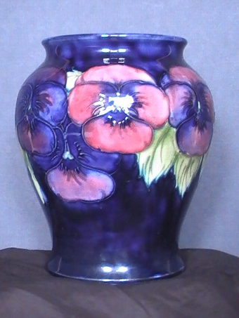 MOORCROFT Pansy Flower Vase - Signed by William Moorcroft