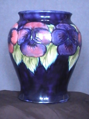 Antique MOORCROFT Pansy Flower Vase - Signed by William Moorcroft