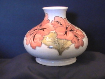 Antique Moorcroft Coral Hibiscus Squat Vase