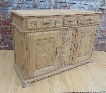 Antique 19c French Bleached Oak Sideboard / Dresser Base