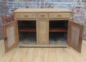 Antique 19c French Bleached Oak Sideboard / Dresser Base