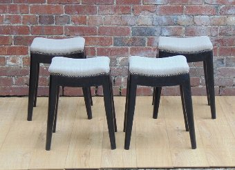 Set of four vintage low bar stools