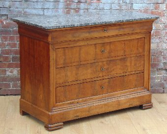 Louis Philippe walnut marble top commode
