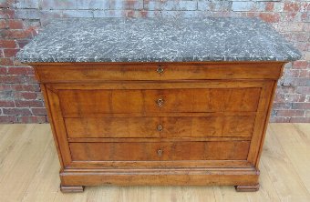 Antique Louis Philippe walnut marble top commode