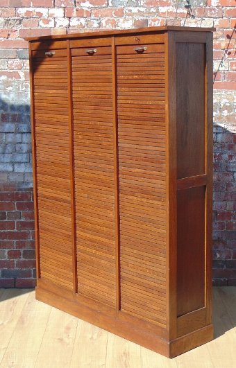 Antique Triple Tambour Front Haberdashery / Filing Cabinet