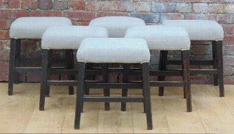 Antique Pair Low Bar Stools