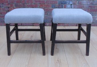 Antique Pair Low Bar Stools