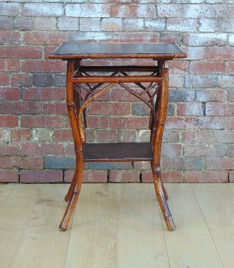 Antique Victorian Bamboo Leather Table