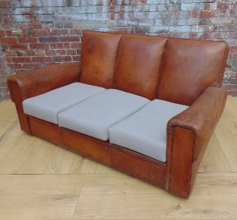 Antique 1930s Leather Club Sofa