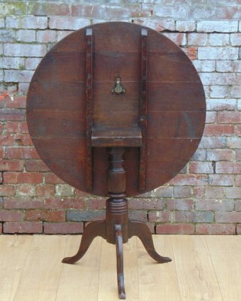 Antique 19c Oak Snap Top Table