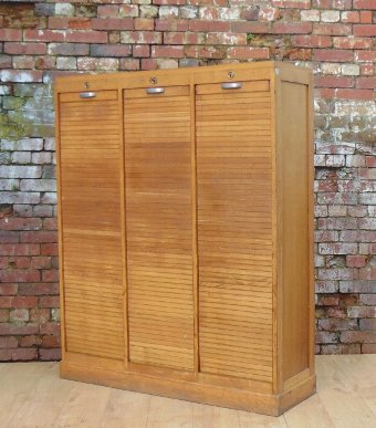 Antique Triple Tambour Front Haberdashery / Filing Cabinet