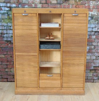 Antique Triple Tambour Front Haberdashery / Filing Cabinet