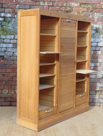 Antique Triple Tambour Front Haberdashery / Filing Cabinet