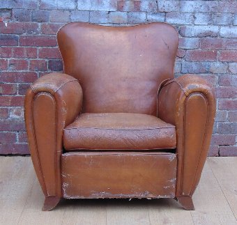 Antique French Leather Club Chair