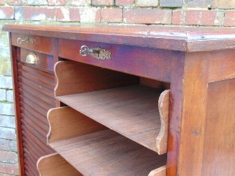 Antique Mahogany Tambour Front Cabinet