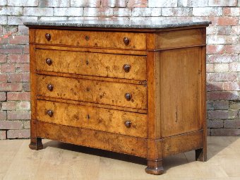 19c Burr Walnut Chest Of Drawers