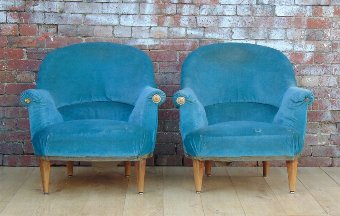 Pair French Armchairs For Re-Upholstery