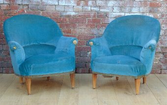 Antique Pair French Armchairs For Re-Upholstery