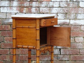 Antique Faux Bamboo Bedside Cabinet