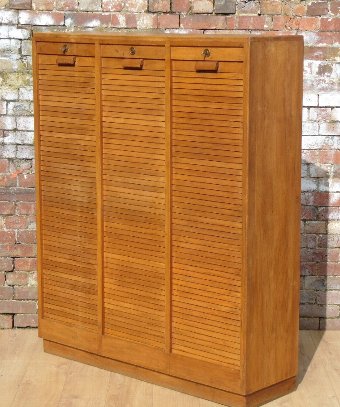 Antique Triple Tambour Front Haberdashery / Filing Cabinet