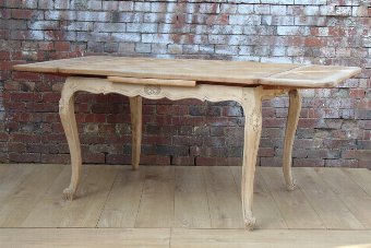 Antique Bleached Oak Draw Leaf Dining Table