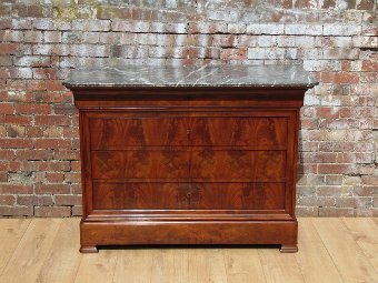 Antique 19c French Marble Top Chest Of Drawers