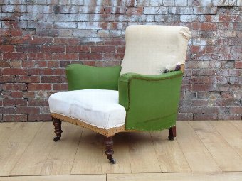 19c French Easy Chair For Re-upholstery
