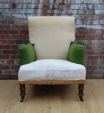 Antique 19c French Easy Chair For Re-upholstery