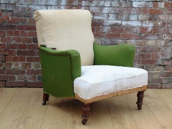 Antique 19c French Easy Chair For Re-upholstery