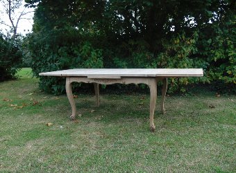 Antique Large Bleached Oak Draw Leaf Dining Table