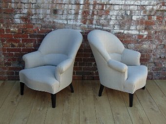 Antique Re-upholstered Crapaud Armchairs
