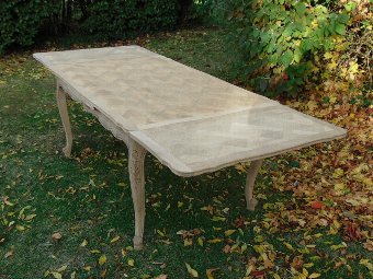 Antique Large Bleached Oak Draw Leaf Dining Table