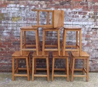 Vintage bum shaped beech school stools