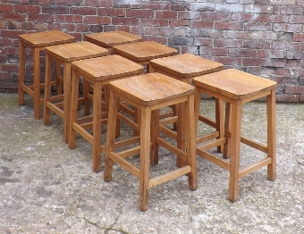 Antique Vintage bum shaped beech school stools