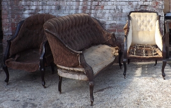 Antique 19c English three piece salon suite for re-upholstery