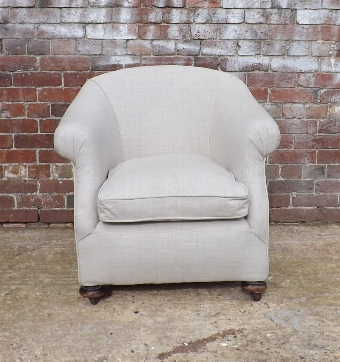 Antique Newly up-holstered Antique English tub chair