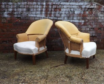 Antique Pair of French crapaud armchairs for re-upholstery