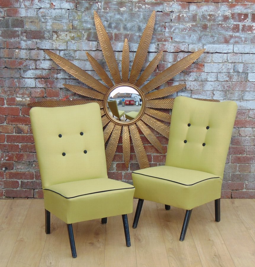 Antique Pair Original 1950s English Cocktail Chairs