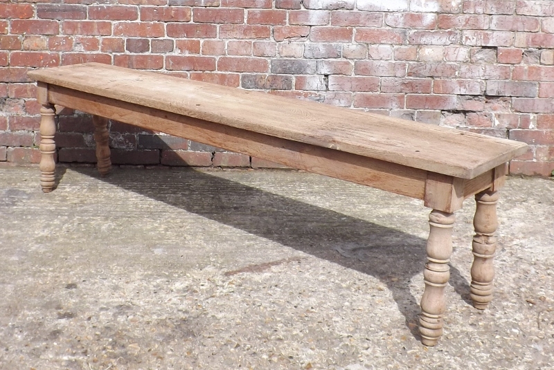 Antique 19c French bleached oak hall bench / stool