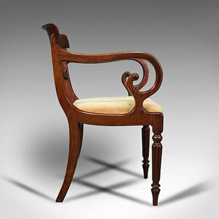 Antique Antique Elbow Chair, English, Mahogany, Carver, Drop In Seat, Regency, C.1820