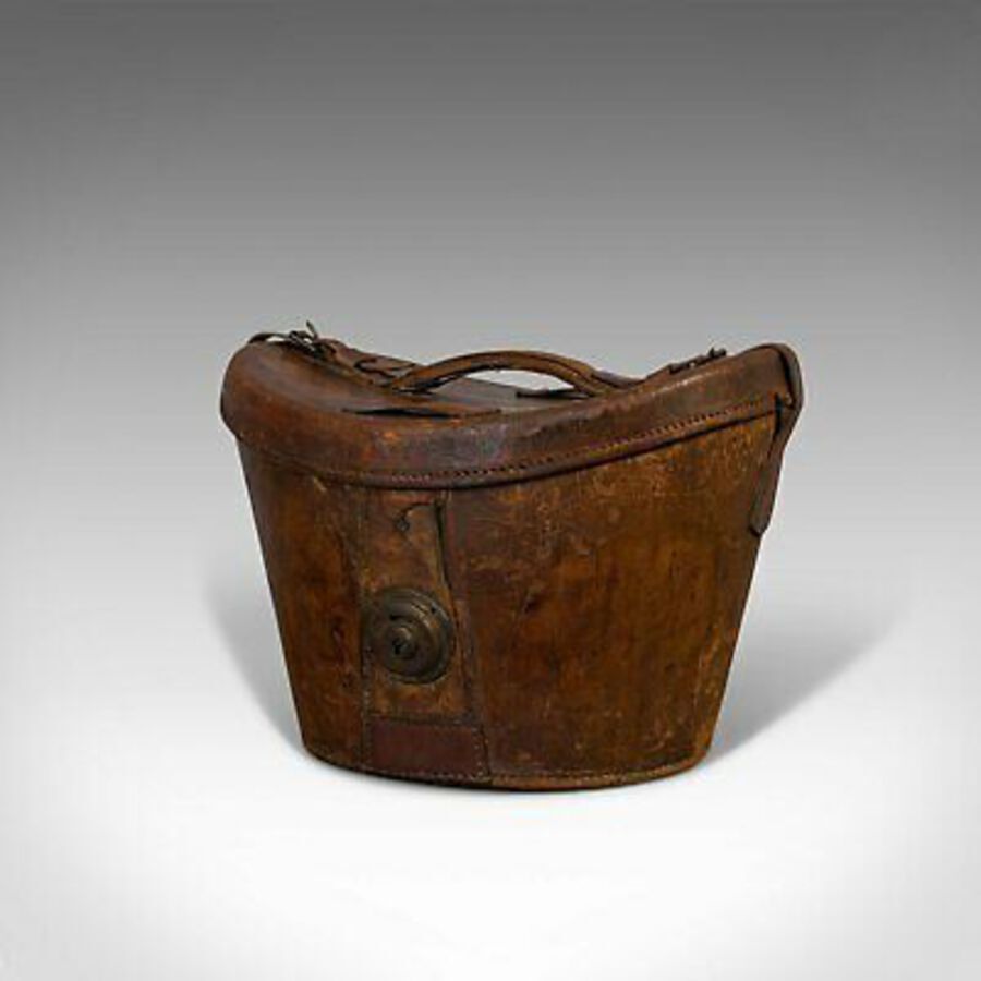 Antique Antique Hat Box, English, Leather, Case, Silk Top Hat, Dunn, Regency, Circa 1820