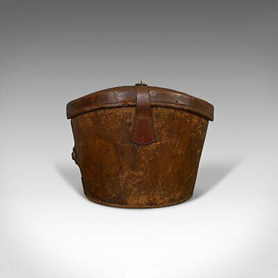 Antique Antique Hat Box, English, Leather, Case, Silk Top Hat, Dunn, Regency, Circa 1820