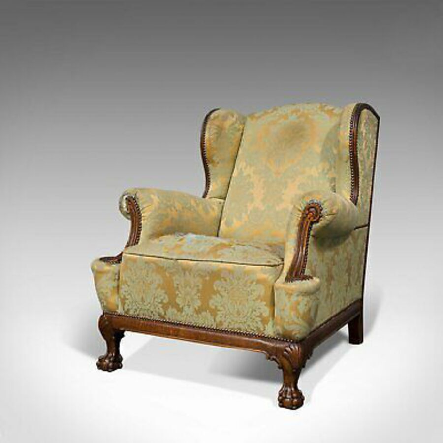Antique Antique Wing-Back Arm Chair, English, Fireside, Lounge, Seat, Edwardian, 1910
